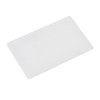A translucent white flip card flash drive with rounded edges, featuring a minimal design.