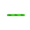A green silicone slap band featuring a logo. It has a smooth finish and is flexible for wearing on the wrist.