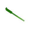 A green disposable holographic PVC wristband with a textured pattern and multiple holes for adjustment.