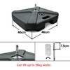 A black weighted base with a metal pole fitting, measuring 46cm by 46cm and 7.5cm in height.
