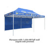 A large blue marquee with a 6M full wall, featuring logos and branding.