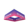 A square hanging banner in gradient pink and purple, featuring a logo and the word "Technology".