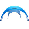 A blue and white 4x4m inflatable marquee featuring a logo, designed for exhibitions and events.