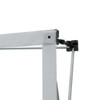 A white fabric popup display with a metal frame and fastening clips, designed for exhibitions and events.