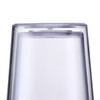 A set of transparent plastic cups with lids and straws, featuring a sleek design and a glossy finish.