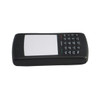 A black mobile phone-shaped stress reliever with a white screen and numeric keypad, featuring a logo.