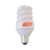 A white spiral-shaped lamp stress reliever with a silver base and a branding logo.