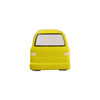 A yellow minibus-shaped stress reliever with a smooth surface and simplistic design. It features a rear view without details.