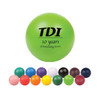 A green baseball-shaped stress reliever with a logo, surrounded by multiple coloured stress balls.