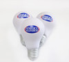 Bulb-shaped stress relievers in white with a silver base, featuring a logo on the front.