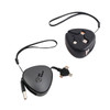 A portable black 3-in-1 retractable charging cable with multiple connector options and a loop for easy carrying.