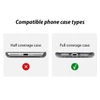 Two phone cases are displayed, indicating compatibility with half coverage and full coverage designs.