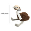 A brown and grey emu plush toy in a sitting position, with a soft fabric finish and white scarf.