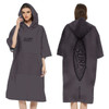 A hooded change towel made of 100% microfibre in grey, featuring a logo on the front and back.