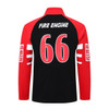 A black and red sweatshirt featuring the number 66 and a logo on the back.