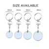 A keyring featuring a printed trolley coin, available in four sizes: 20mm, 23mm, 25mm, and 28mm. Includes a metal clasp.