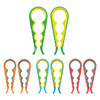 A set of multi-purpose jar openers in various colours including green, orange, blue, and red, featuring grip designs.