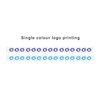 A roll of BOPP packing tape featuring repeated blue logos against a white background.
