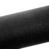 A black rubber desk mat with a textured surface. It features a logo or branding on one side.