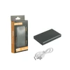 A green aluminium power bank with a slim design, accompanied by a USB charging cable and packaging.