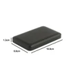 A black magnetic power bank measuring 10.8cm x 6.8cm x 1.3cm, featuring a smooth surface and a logo.