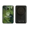A magnetic power bank featuring a full colour print design with green foliage. It has a logo on the front.