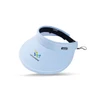 A light blue wide brim sun visor hat with an adjustable strap and a logo on the front.