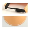 A wide brim sun visor hat in a soft orange colour, featuring a black adjustable strap and a simple white trim.