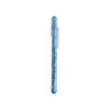 A blue Puzzle Maze Pen with a transparent barrel and a clip, featuring a logo on the side.