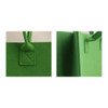 A green felt tote bag with stitched handles and a solid construction, featuring a small logo on one side.