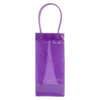 A transparent purple PVC wine tote bag with a handle and a sleek design, featuring a subtle logo.