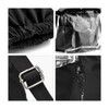 A black multi-pocket drawstring backpack featuring a water-resistant pocket and durable adjustable strap.
