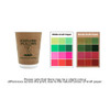 A double wall kraft paper cup in brown with a white rim and a printed design, accompanied by colour swatches of kraft paper.