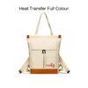 A cream convertible nylon backpack with brown accents and a logo, featuring adjustable straps and a front zip pocket.