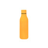 A drink bottle in a vibrant orange finish, featuring a sleek design and a logo on the surface.