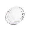 A drink bottle with a spiral double wall design, featuring a transparent glass construction. It has a round, sleek shape.