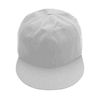 A giant white baseball cap with a flat brim and a rounded crown, featuring a logo.