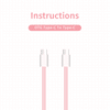 A pink OTG Type-C to Type-C charging cable with silver connectors, featuring the instructions above.