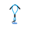 A blue charging phone strap with black connectors and a clip, designed for convenient charging.