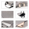 A grey Business Sling Laptop Bag with zippers, handles, and interior pockets for devices. Features a logo.