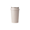 A drink bottle featuring a light beige double wall design made from wheat straw, with a lid and no visible branding.