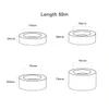 A diagram depicting self-adhesive reinforced kraft paper tape with measurements, showcasing various roll sizes.