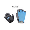A pair of anti-slip bike gloves featuring grey and blue materials with textured grips. A logo is visible.