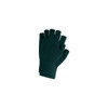 Fingerless gloves in dark green, featuring a ribbed cuff and woven label. Suitable for kids.