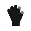 Black knitted gloves with grey tips, featuring a woven label. Suitable for adult sizes.
