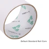 A roll of BOPP white packaging tape with a plain inner core, featuring a repeating green logo pattern.