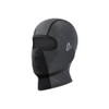 A grey breathable balaclava cycling face mask with a mesh panel and eye openings, featuring a logo.