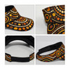 A full sublimation visor featuring a colourful circular pattern in orange, brown, and cream with a black inner band.