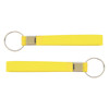 A bright yellow silicone strap keytag with a metal ring, featuring a sleek, minimalist design.