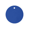 A round, blue drink cover with a hole for easy attachment. The surface appears smooth and textured.